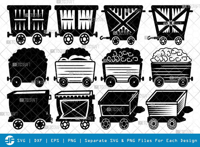 Mining Cart And Shovel SVG Cut Files | Shovel Silhouette | Axe Shovel Svg Bundle SVG ETC Craft 