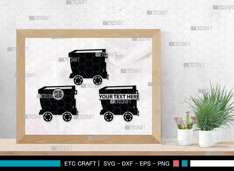 Mining Cart Monogram, Mining Cart Silhouette, Mining Cart SVG, Mining Cart Svg, Shovel Svg, Axe Shovel Svg, SB00007 SVG ETC Craft 