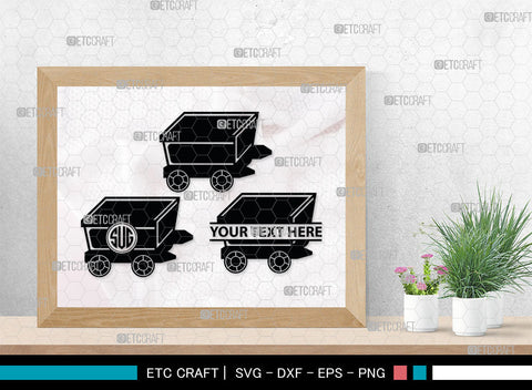 Mining Cart Monogram, Mining Cart Silhouette, Mining Cart SVG, Mining Cart Svg, Shovel Svg, Axe Shovel Svg, SB00007 SVG ETC Craft 