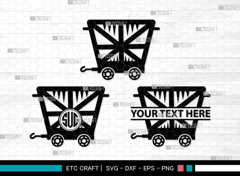 Mining Cart Monogram, Mining Cart Silhouette, Mining Cart SVG, Mining Cart Svg, Shovel Svg, Axe Shovel Svg, SB00007 SVG ETC Craft 