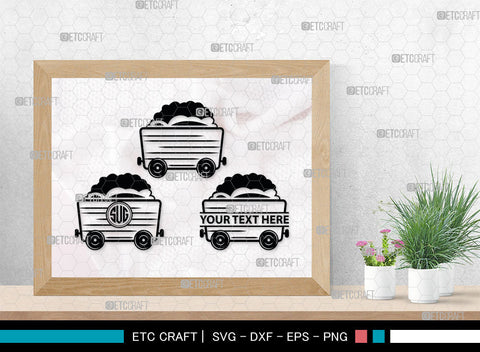 Mining Cart Monogram, Mining Cart Silhouette, Mining Cart SVG, Mining Cart Svg, Shovel Svg, Axe Shovel Svg, SB00007 SVG ETC Craft 