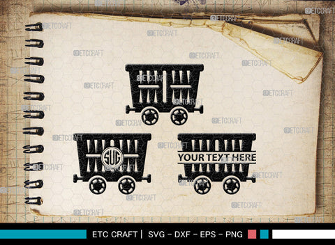 Mining Cart Monogram, Mining Cart Silhouette, Mining Cart SVG, Mining Cart Svg, Shovel Svg, Axe Shovel Svg, SB00007 SVG ETC Craft 