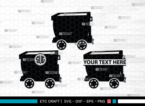 Mining Cart Monogram, Mining Cart Silhouette, Mining Cart SVG, Mining Cart Svg, Shovel Svg, Axe Shovel Svg, SB00007 SVG ETC Craft 
