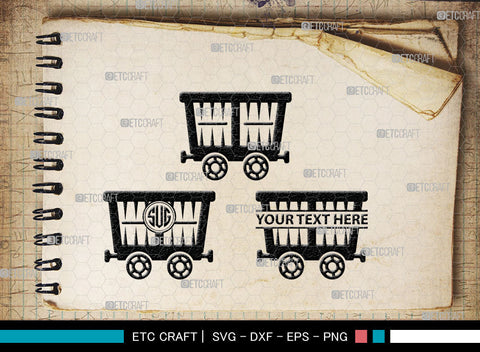 Mining Cart Monogram, Mining Cart Silhouette, Mining Cart SVG, Mining Cart Svg, Shovel Svg, Axe Shovel Svg, SB00007 SVG ETC Craft 