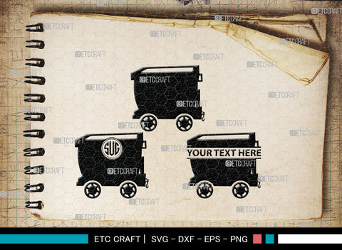 Mining Cart Monogram, Mining Cart Silhouette, Mining Cart SVG, Mining Cart Svg, Shovel Svg, Axe Shovel Svg, SB00007 SVG ETC Craft 