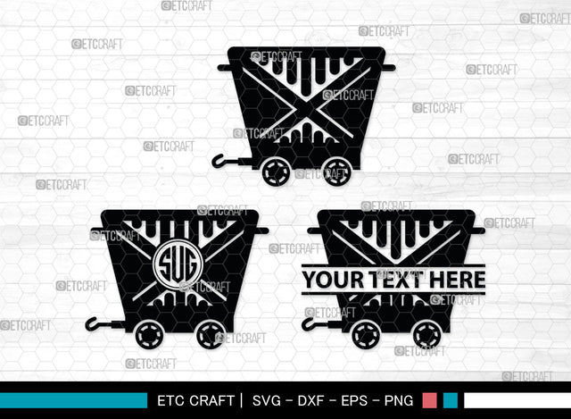 Mining Cart Monogram, Mining Cart Silhouette, Mining Cart SVG, Mining Cart Svg, Shovel Svg, Axe Shovel Svg, SB00007 SVG ETC Craft 