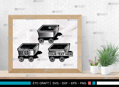 Mining Cart Monogram, Mining Cart Silhouette, Mining Cart SVG, Mining Cart Svg, Shovel Svg, Axe Shovel Svg, SB00007 SVG ETC Craft 