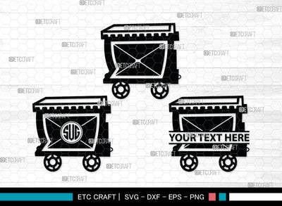 Mining Cart Monogram, Mining Cart Silhouette, Mining Cart SVG, Mining Cart Svg, Shovel Svg, Axe Shovel Svg, SB00007 SVG ETC Craft 
