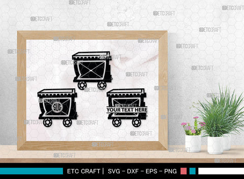 Mining Cart Monogram, Mining Cart Silhouette, Mining Cart SVG, Mining Cart Svg, Shovel Svg, Axe Shovel Svg, SB00007 SVG ETC Craft 