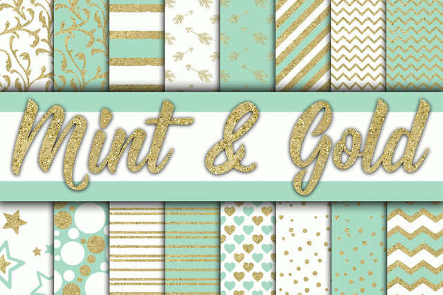 Mint and Gold Digital Paper Sublimation Old Market 