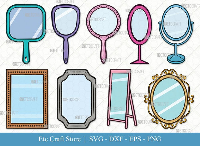 Mirror Clipart SVG Cut File | Mirror Svg | Mirror Frame Svg | Compact Mirror Svg | Hand Mirror Svg | Cosmetic Mirror Svg | Fashion Svg | Mirror Svg Bundle SVG ETC Craft 