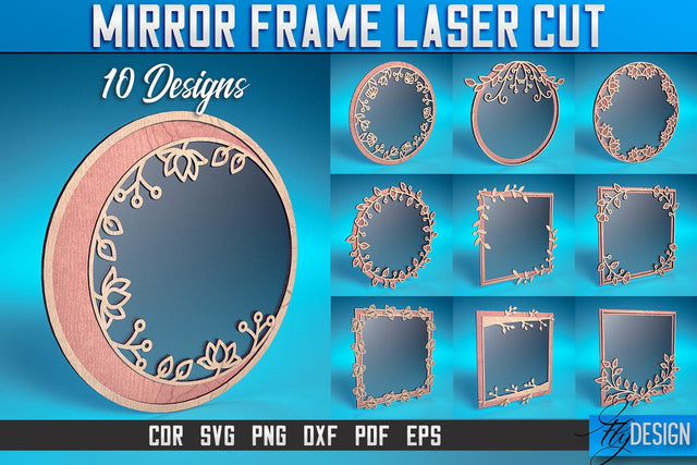 Mirror Frame Laser Cut SVG | Home Design Laser Cut SVG Design | CNC Files SVG Fly Design 