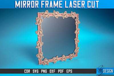 Mirror Frame Laser Cut SVG | Home Design Laser Cut SVG Design | CNC Files SVG Fly Design 