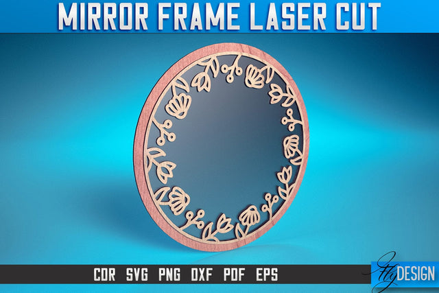 Mirror Frame Laser Cut SVG | Home Design Laser Cut SVG Design | CNC Files SVG Fly Design 