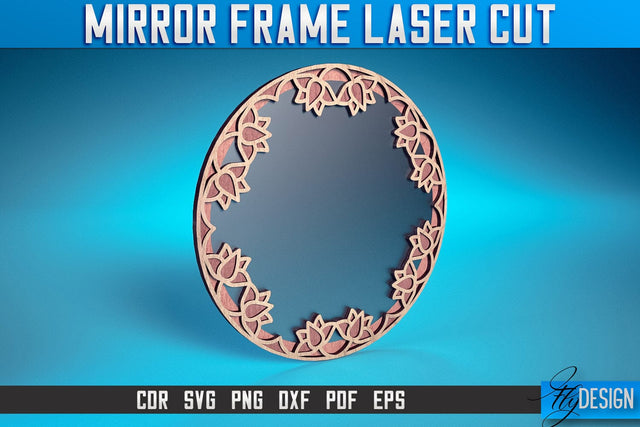 Mirror Frame Laser Cut SVG | Home Design Laser Cut SVG Design | CNC Files SVG Fly Design 