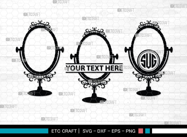 Mirror Monogram, Mirror Silhouette, Mirror SVG, Compact Mirror Svg, Hand Mirror Svg, Fashion Svg, SB00204 SVG ETC Craft 