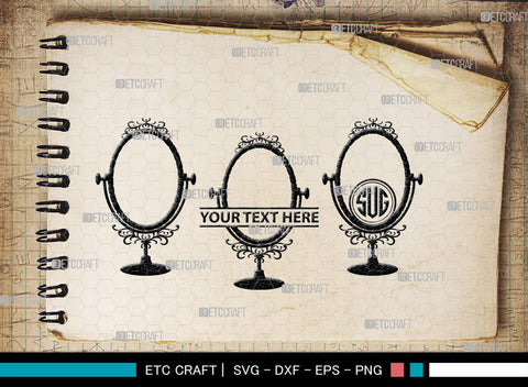 Mirror Monogram, Mirror Silhouette, Mirror SVG, Compact Mirror Svg, Hand Mirror Svg, Fashion Svg, SB00204 SVG ETC Craft 