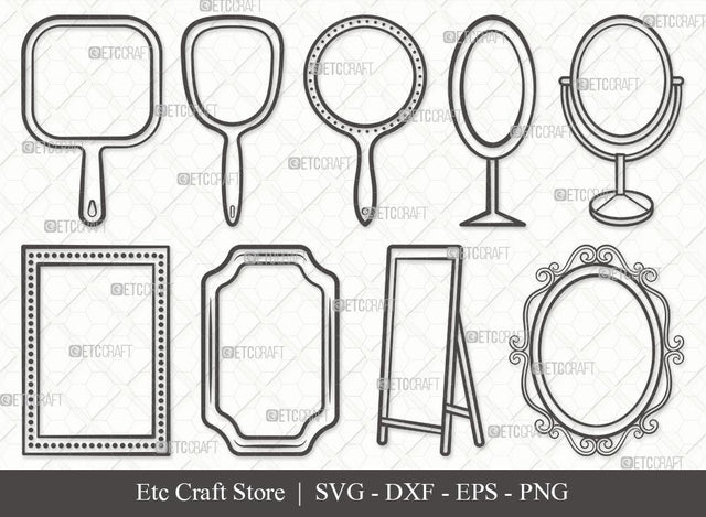 Mirror Outline SVG Cut File | Mirror Svg | Mirror Frame Svg | Compact Mirror Svg | Hand Mirror Svg | Cosmetic Mirror Svg | Fashion Svg | Mirror Svg Bundle SVG ETC Craft 