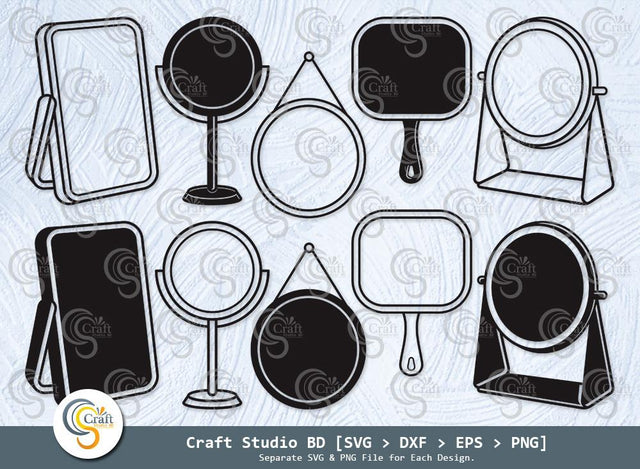 Mirror Silhouette, Hand Mirror Svg, Compact Mirror Svg, Mirror Svg Bundle SVG ETC Craft 