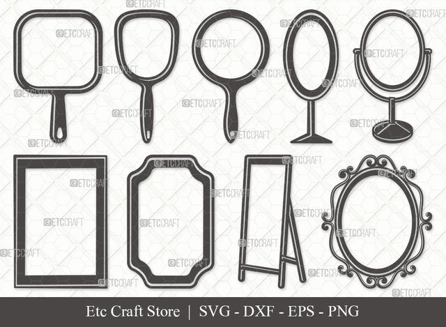 Mirror Silhouette SVG Cut File | Mirror Svg | Mirror Frame Svg | Compact Mirror Svg | Hand Mirror Svg | Cosmetic Mirror Svg | Fashion Svg | Mirror Svg Bundle SVG ETC Craft 