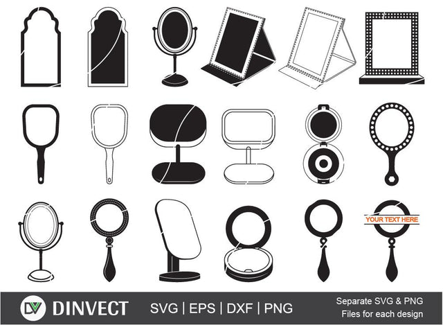 Mirror SVG, Vintage mirror svg, Makeup mirror svg, Hand Held Mirror svg, Clipart, Silhouette, Vector, bundle, Vector, Vector, Svg, eps, Dxf, Png,Cut File, Silhouette Studio SVG Dinvect 