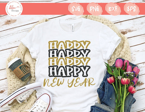 Mirrored Happy New Year - SVG, PNG, DXF, EPS SVG Elsie Loves Design 