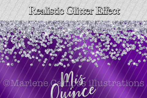 Mis Quince Skinny Tumbler | 15th Birthday | Silver Glitter | Purple Sublimation Marlene Campos 