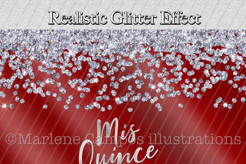 Mis Quince Skinny Tumbler | 15th Birthday | Silver Glitter | Red Sublimation Marlene Campos 