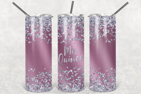 Mis Quince Skinny Tumbler | 15th Birthday | Silver Glitter | Rose Gold Sublimation Marlene Campos 