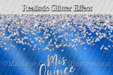 Mis Quince Skinny Tumbler | 15th Birthday | Silver Glitter | Royal Blue Sublimation Marlene Campos 