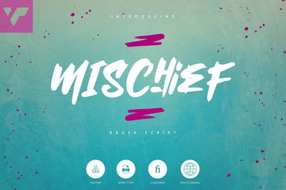 Mischief - Brush font + Extras Font VPcreativeshop 
