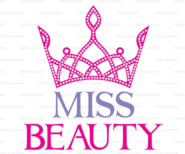 Miss Beauty sign with diamond tiara SVG TribaliumArtSF 