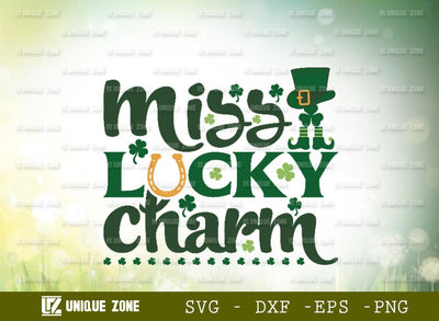 Miss Lucky Charm | Happy St Patrick’s Day | Shamrock | T-shirt Design SVG Unique Zone 
