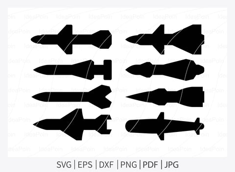 Missile Weapon svg, Aviation bomb, Missile Logo Svg, War weapon Svg, Rocket Svg, eps, svg, pdf, Missile Weapon png, dxf SVG Dinvect 