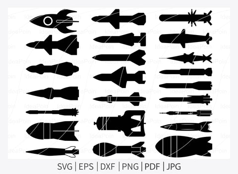 Missile Weapon svg, Aviation bomb, Missile Logo Svg, War weapon Svg, Rocket Svg, eps, svg, pdf, Missile Weapon png, dxf SVG Dinvect 