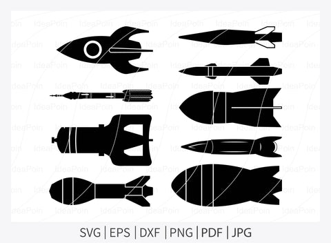 Missile Weapon svg, Aviation bomb, Missile Logo Svg, War weapon Svg, Rocket Svg, eps, svg, pdf, Missile Weapon png, dxf SVG Dinvect 