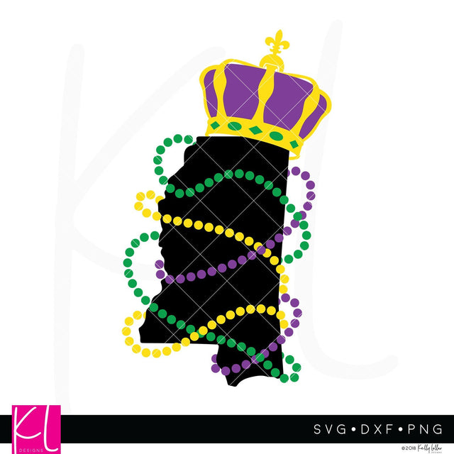 Mississippi Mardi Gras State SVG Kelly Lollar Designs 