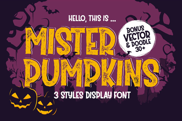 Mister Pumpkins - Halloween Font + Bonus Vector Font Mozzatype 