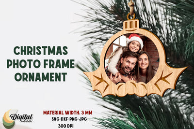 Mistletoe SVG. Christmas Photo Frame Ornament. Laser Cut Frame SVG Evgenyia Guschina 