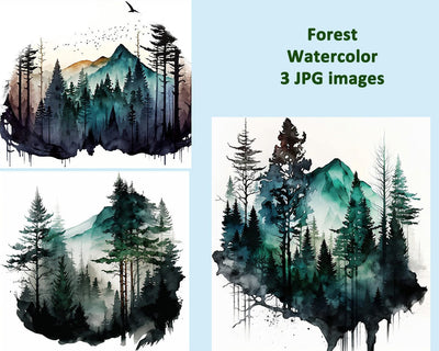 Misty Forest Watercolor JPG Sublimation nikola 