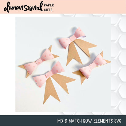 Mix and Match Paper Bow Elemenst SVG Dimensional Paper Cuts LLC 