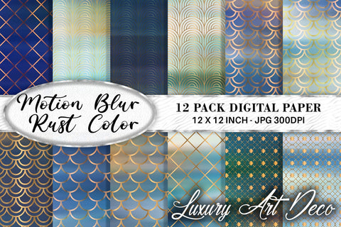 Mix Art deco pattern digital paper with gradient blue color background Digital Pattern artnoy 