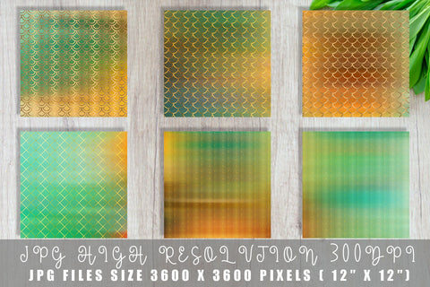 Mix Art deco pattern digital paper with gradient green color background Digital Pattern artnoy 
