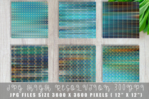 Mix Art deco pattern digital paper with gradient green color background Digital Pattern artnoy 