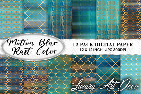 Mix Art deco pattern digital paper with gradient green color background Digital Pattern artnoy 