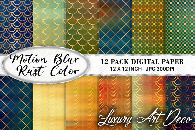 Mix Art deco pattern digital paper with gradient rust color background Digital Pattern artnoy 