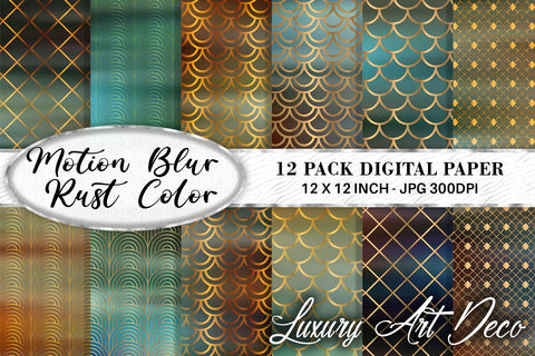 Mix Art deco pattern digital paper with gradient rust color background Digital Pattern artnoy 