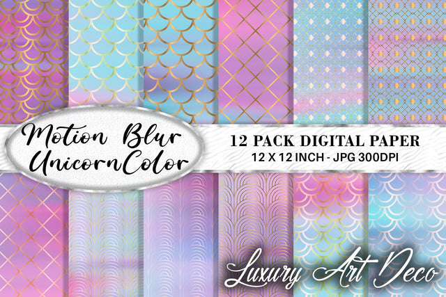 Mix Art deco pattern digital paper with gradient unicorn color background Digital Pattern artnoy 
