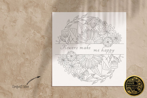 Mixed Floral Split - Single line for Foil Quill | Digi Stamps | Duo set Sketch DESIGN DrawnTogether with love 