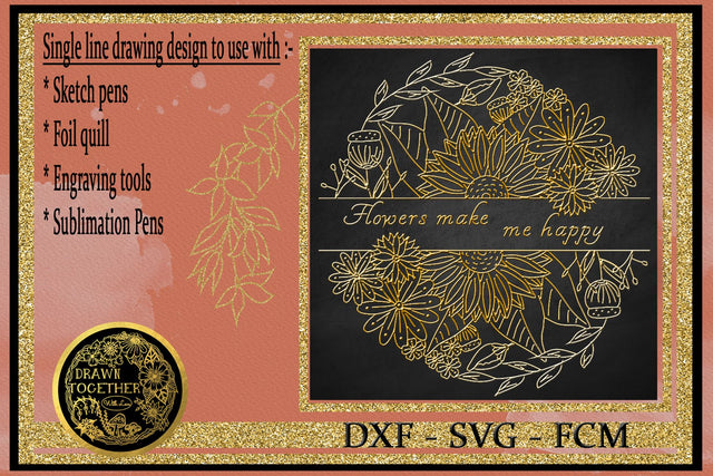 Mixed Floral Split - Single line for Foil Quill Sketch DESIGN DrawnTogether with love 
